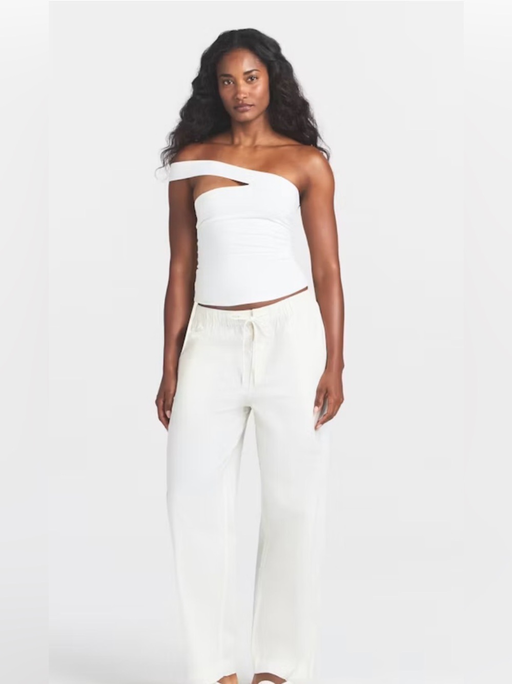 SKIMS COTTON JERSEY ASYMMERTICAL TOP STYLE: TP-TOP-11287W COLOR: MARBLE SIZE: S